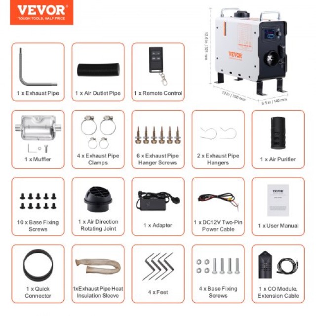 VEVOR  Θερμαντήρας Αέρα Diesel 12V/24V 2KW με Bluetooth APP για Εξωτερικούς Χώρους CYJRQHWKLS2KWXH0UV2