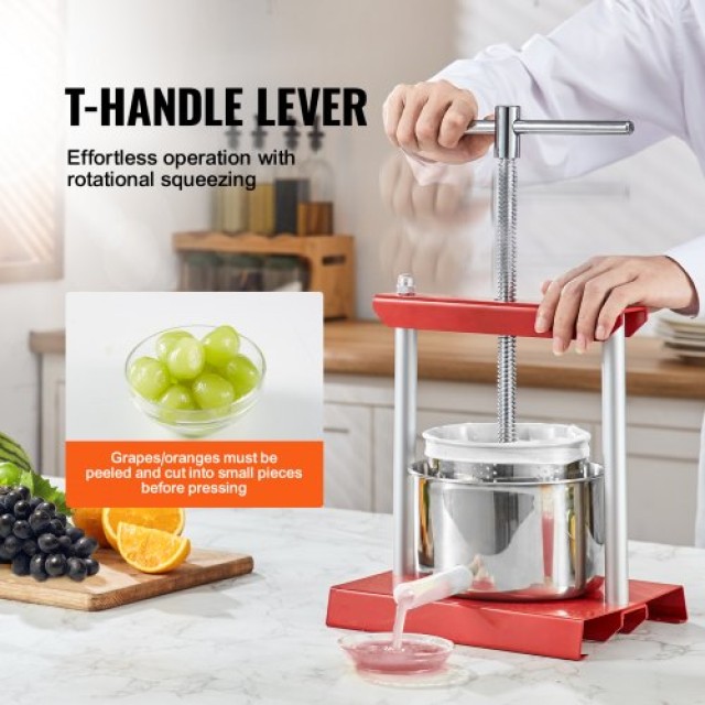Πρέσα Φρούτων VEVOR 3L, Χειροκίνητη για Χυμούς & Έλαια  TSGJYZJBX3LT2STSQV0