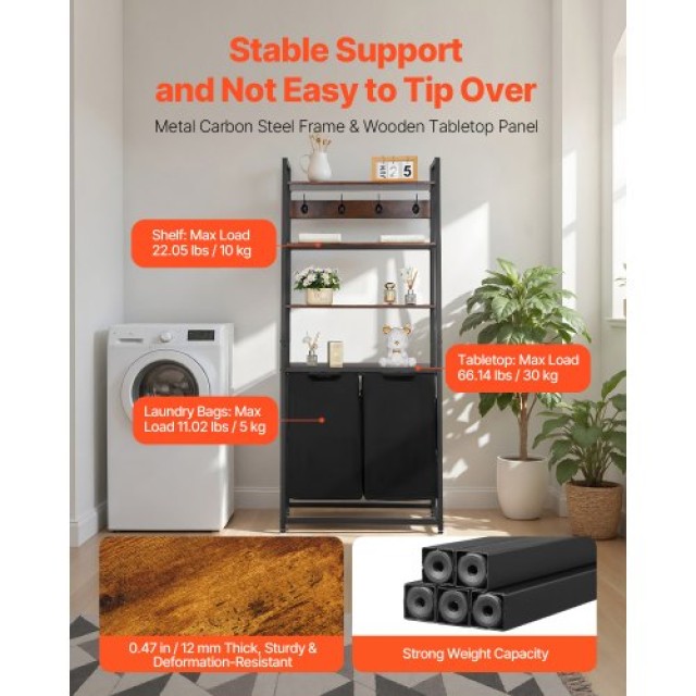 VEVOR Τετραώροφος Διαχωριστής Ρούχων με Ράφια & Γάντζους, Δύο Θέσεω...