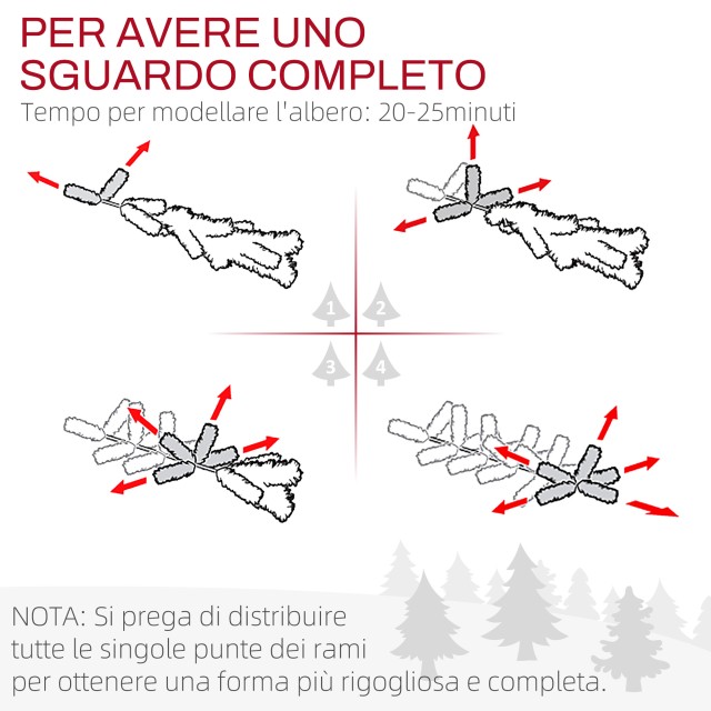 HOMCOM Τεχνητό Χριστουγεννιάτικο Δέντρο 180cm με 1061 Κλαδιά και Με...