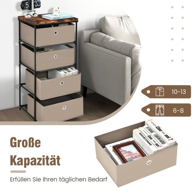 Costway  Κομοδίνο με 4 Συρτάρια για Υπνοδωμάτιο 42 x 33,5 x 84,5 εκ Καφέ JZ10130CF