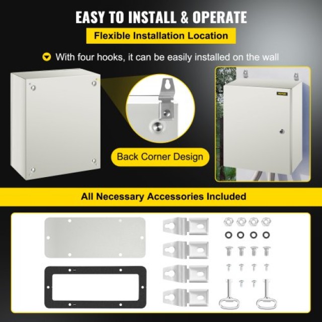 VEVOR NEMA Χαλύβδινο Κουτί 20x16x8 NEMA 4X, IP66 Αδιάβροχο & Ανθεκτ...