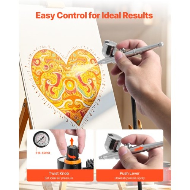 VEVOR Σετ Αερογράφου με Κομπρεσέρ 1/6 HP και 3 Αερογράφους με Ανταλ... VEVOR Σετ Αερογράφου με Κομπρεσέρ 1/6 HP και 3 Αερογράφους με Ανταλ...