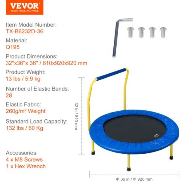 Τραμπολίνο VEVOR 3FT για Παιδιά, 36 Εσωτερικού/Εξωτερικού Χώρου, Αν...