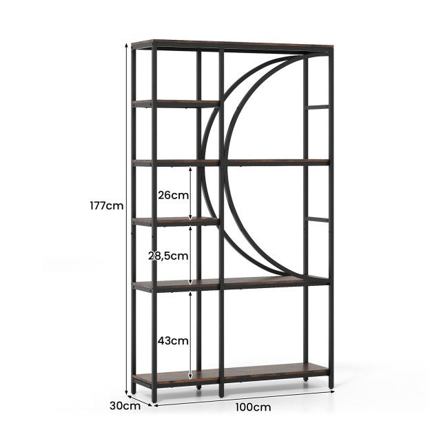 Costway Μισοφέγγαρο Βιβλιοθήκη 100x30x177εκ - Κομψός Σχεδιασμός και...