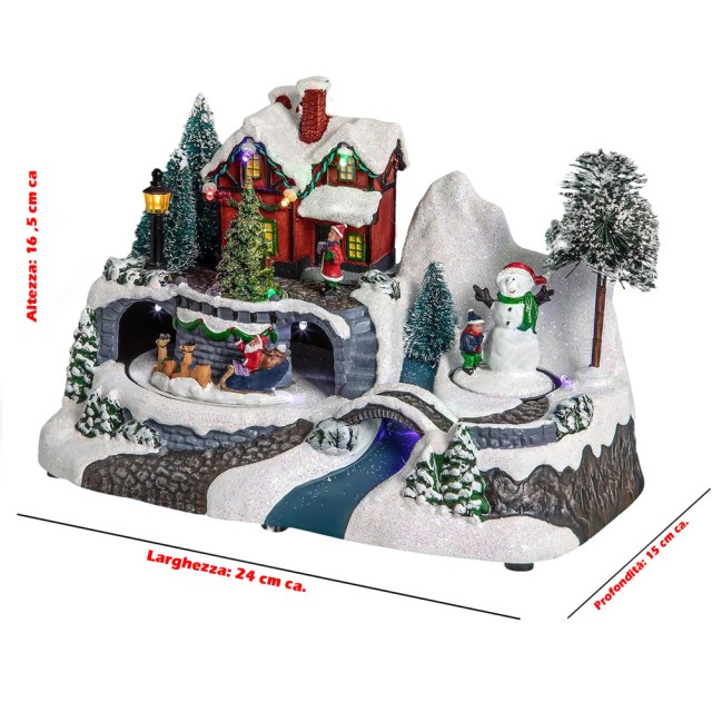 BAKAJI Χριστουγεννιάτικο Καρουζέλ με Φωτάκια και Ήχους σε Σπιτάκι Κ...