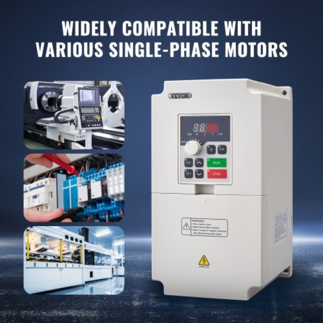 VEVOR Μετατροπέας Συχνότητας 5HP 4KW 18A 1 ή 3 Φάσεων AC 220V Είσοδος σε 3 Φάσεων AC 0~220V Έξοδος BPQDQ4KW220V0UNGLV7