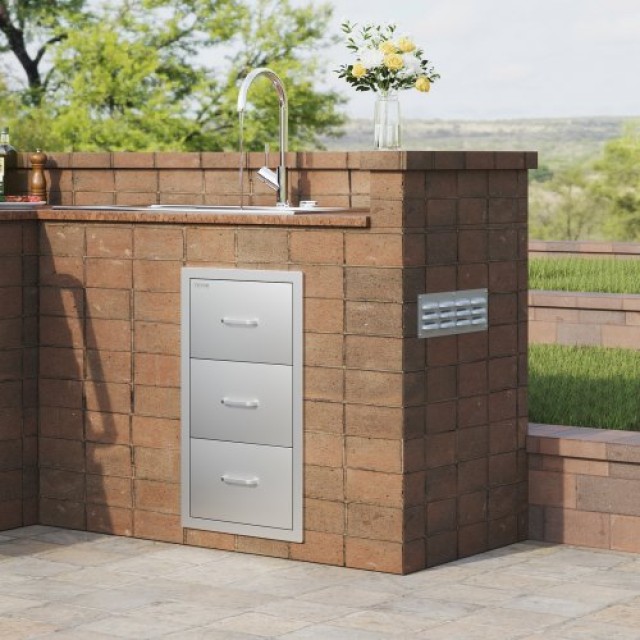 Συρτάρια BBQ Vevor Ανοξείδωτα 3τμχ 40x77 εκ. για Εξωτερική Χρήση  CTG29X16X21.70001V0