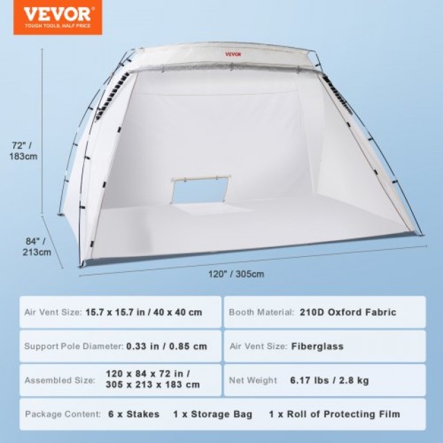 Φορητή Σκηνή Βαφής VEVOR 10x7x6ft με Δάπεδο & Δίχτυ, Αναδιπλούμενη Καμπίνα Βαφής για Έπιπλα  BXSP1208472IN2YDOV0