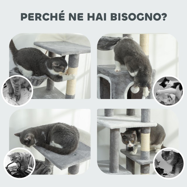 PawHut Δέντρο Αναρρίχησης για Γάτες με 2 Σπιτάκια, Ράμπα, Πλατφόρμε...