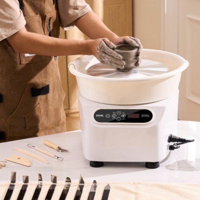 Κεραμικός Τροχός VEVOR 11 με Πεντάλ & Οθόνη Αφής 450W Λευκός  ZQLPJXS11YC4I5H6PV2