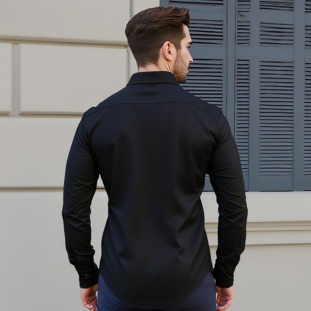 VEVOR Ανδρικό Μαύρο Πουκάμισο Διαστάσεις: Μέγεθος Μ, Μήκος Πίσω Μέσ...