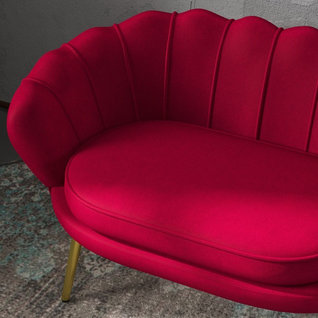 HOMCOM  Διθέσιος καναπές σε στυλ Industrial Chic από ύφασμα με εφέ βελούδου και μέταλλο, 130x77x77 εκ., Σκούρο Κόκκινο  833-957V00WR