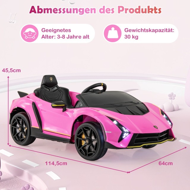 Costway  Ηλεκτρικό Παιδικό Αυτοκίνητο Lamborghini με Υδραυλικές Πόρτες και LED Φώτα TQ10297DE-PI
