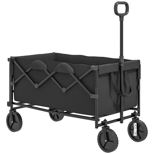 Outsunny Καρότσι Κήπου 160L Πτυσσόμενο με Ρυθμιζόμενη Λαβή, Χωρητικότητα 100 kg, 95x55x102 cm, Μαύρο 84H-314V00BK