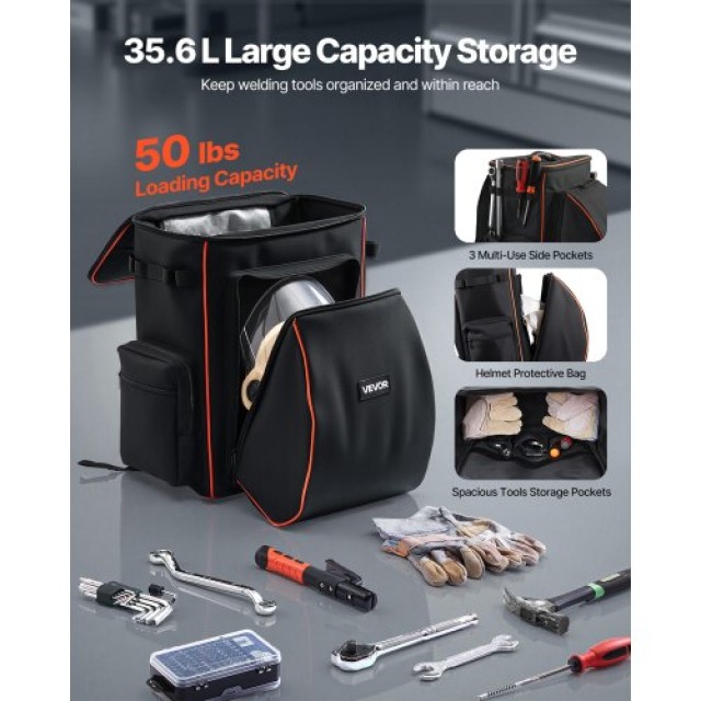 VEVOR 35.6L Σακίδιο Συγκολλητή από 600D Πολυεστέρα για Εργαλεία και...