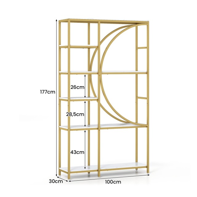Costway Ραφιέρα Βιβλιοθήκης 100x30x177cm με Μεταλλική Κατασκευή σε ...