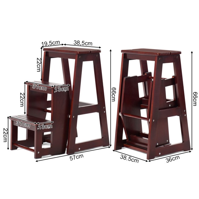 Costway  Πολυλειτουργική Καρέκλα-Σκάλα από Μασίφ Ξύλο Πεύκου HW55009CF