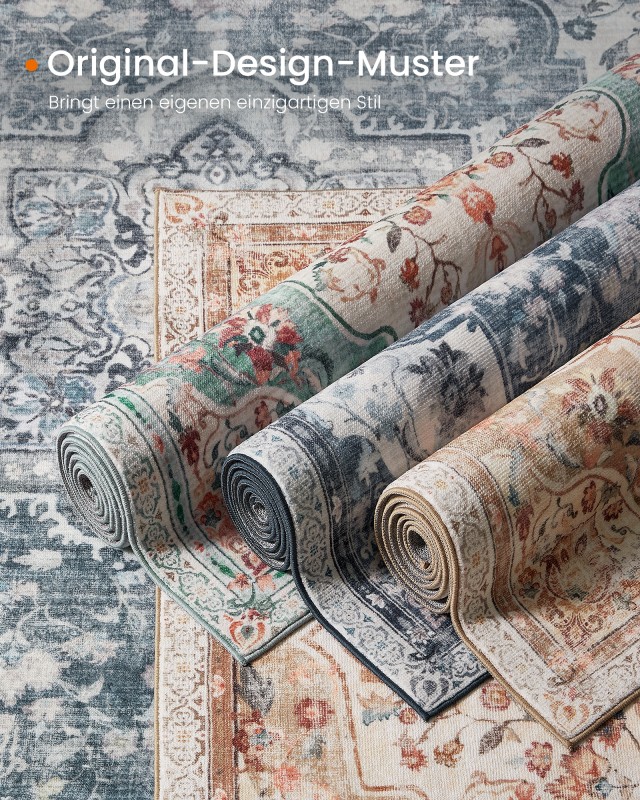 Χαλί SONGMICS HOME 80x150 εκ. Αντιολισθητικό Πλενόμενο Παραδοσιακό Στυλ Γκρι 