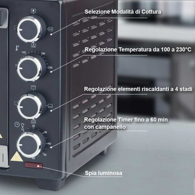 BAKAJI Ηλεκτρικός Φούρνος Με Αέρα  Fornetto 38 Lt στα 1600W με Gril...