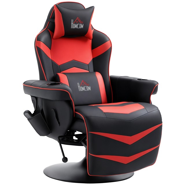 HOMCOM Καρέκλα Gaming με Μασάζ και Υποπόδιο, με Μαξιλάρι, από Συνθε...