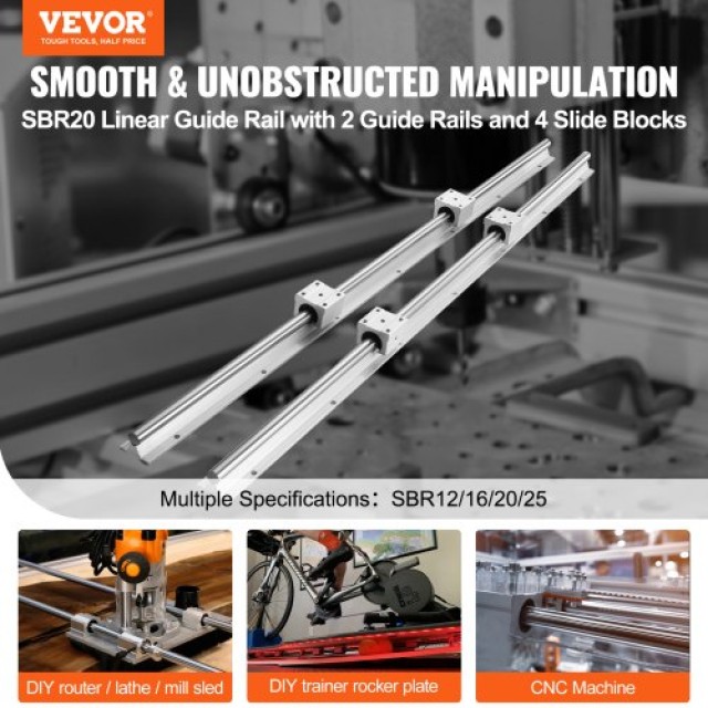 VEVOR  Σετ Οδηγών SBR20 800mm, 2 Οδηγοί & 4 Συστοιχίες SBR20UU για CNC Router ZXDGSBR2800MMZ0CIV0