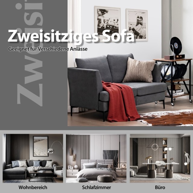 Costway Διθέσιος Καναπές 141 x 80 x 72 cm με Εργονομικά Μπράτσα και...