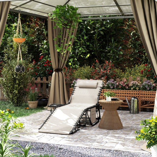 Outsunny Πτυσσόμενη και Ρυθμιζόμενη Ξαπλώστρα σε 5 Επίπεδα με Πλαϊν... Outsunny Πτυσσόμενη και Ρυθμιζόμενη Ξαπλώστρα σε 5 Επίπεδα με Πλαϊν...