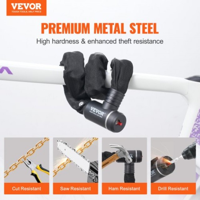 VEVOR  Κλειδαριά Αλυσίδας Ποδηλάτου 2.79 Ft με Συνδυασμό & 2 Κλειδιά 8mm ZXCLSYTSLS8MJZQRKV0