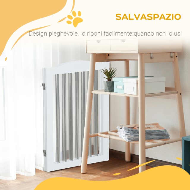 PawHut Πτυσσόμενο Διαχωριστικό Κατοικιδίων 154x30x80 εκ, Λευκό D06-...