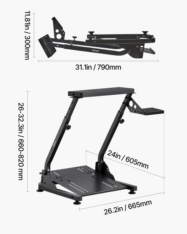 VEVOR Ρυθμιζόμενη και Πτυσσόμενη Βάση Τιμονιού για Αγώνες 24 x 26.2...
