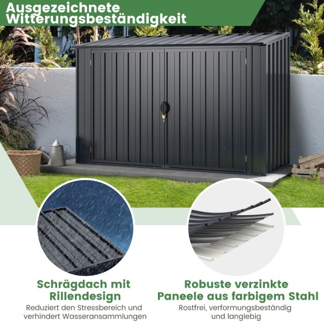 Costway Μεταλλική Εξωτερική Αποθήκη 193 x 86cm, ανθεκτική στις καιρ...