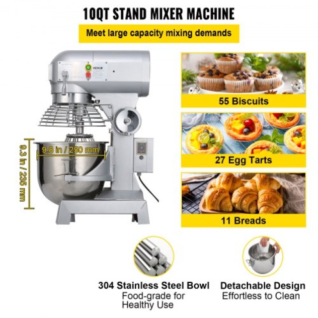 Επαγγελματικό Μίξερ VEVOR 10L 500W 220V για Κουζίνα  DDJBJ10LCLSB10B01V2