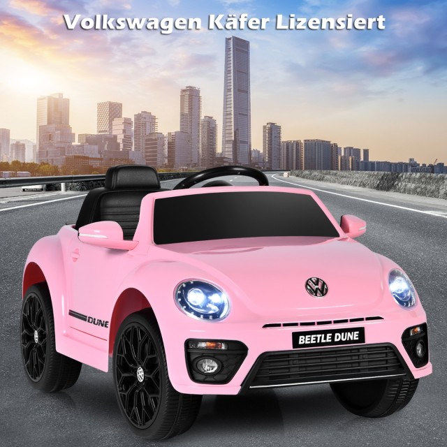 Costway  Παιδικό αυτοκίνητο VW Beetle με μουσική & φωτισμό με τηλεχειριστήριο 2,4G Ροζ 94 x 55,5 x 47 εκ TQ10234DE-PI