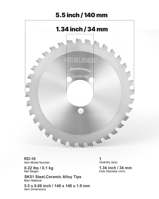 VEVOR Κορυφαία Λεπίδα Κοπής Οπλισμού 140 mm, Οπή 34 mm GJQDJDP11G14... VEVOR Κορυφαία Λεπίδα Κοπής Οπλισμού 140 mm, Οπή 34 mm GJQDJDP11G14...