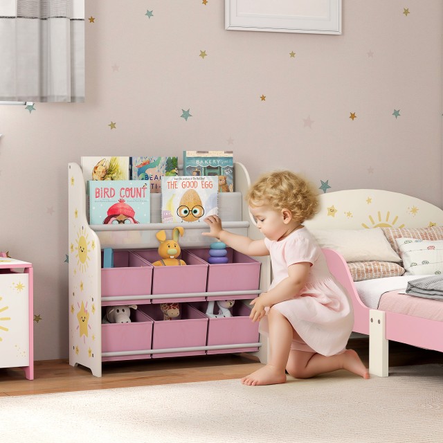 AIYAPLAY Ράφι Αποθήκευσης Παιχνιδιών με 6 Υφασμάτινα Συρτάρια και Β...