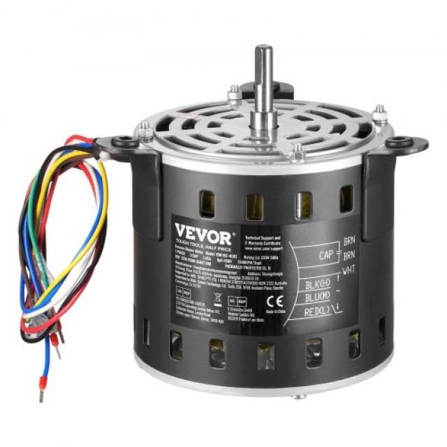 VEVOR Κινητήρας Φυσητήρα Καμίνου 1/5HP 220V 1.45A 1100RPM 3 Ταχυτήτων με Πυκνωτή 8μF/450V MSFGJDJ15HP3PS02WV7