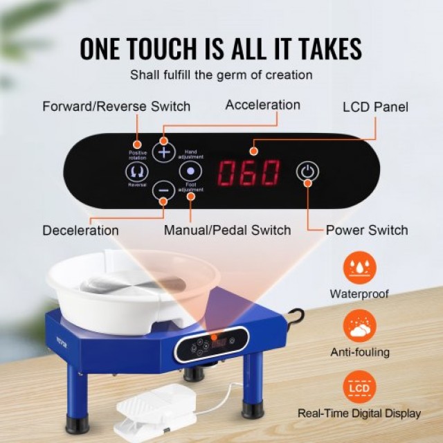 Κεραμικός Τροχός VEVOR 9.8 με Πεντάλ & Εργαλεία 350W  SJ350W0300RPM8VTNV2