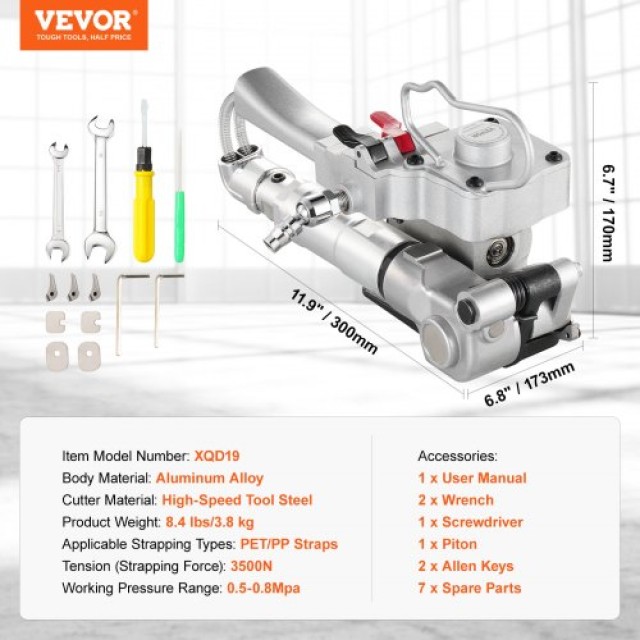 VEVOR Πνευματικό Εργαλείο Δεσίματος για 1/2-3/4 PP/PET  QDKZJQD1271...