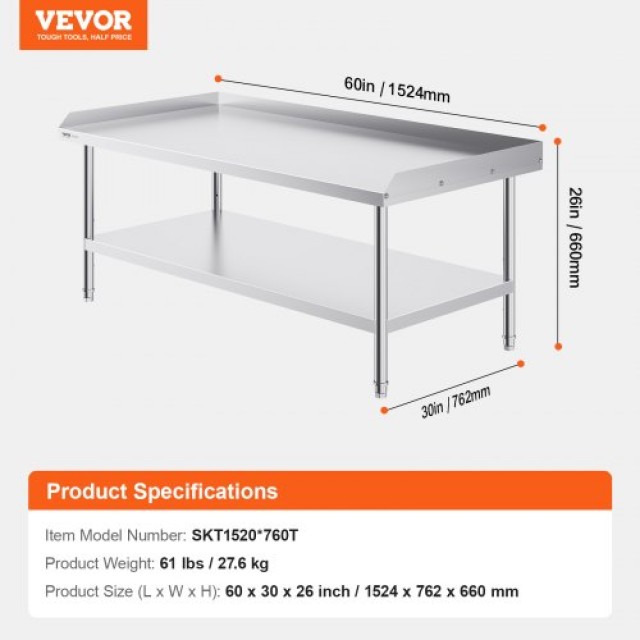 Επαγγελματικός Πάγκος Εργασίας Inox 30x60 VEVOR για Εστιατόρια  CFBXGGZTSBT3TQ6L7V0