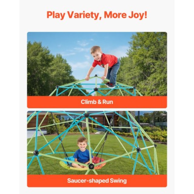 VEVOR 10FT Γεωμετρικός Αναρριχητικός Θόλος με Κούνια, Αντοχή έως 10...