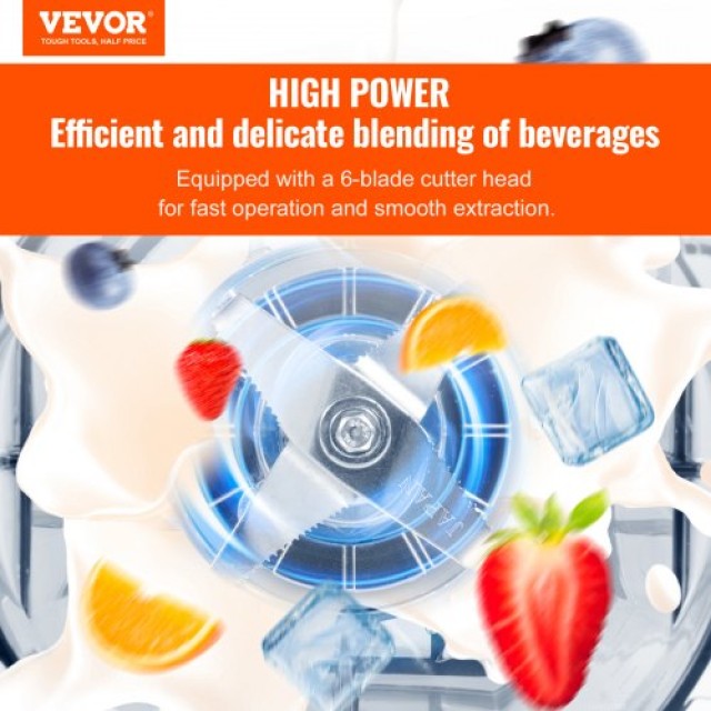 VEVOR Επαγγελματικός Μπλέντερ Πάγκου 68 oz για Smoothies & Shakes TSSBJ20L1600WCAX2V2
