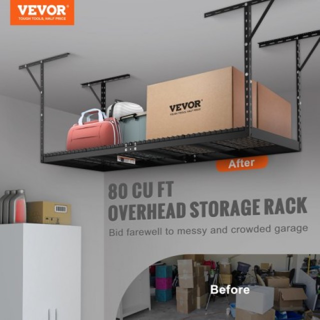 Ράφι Οροφής Γκαράζ VEVOR, 36x96, 600 lbs, Ρυθμιζόμενο, Μαύρο  CKTHBCWJZHS36L1S2V0