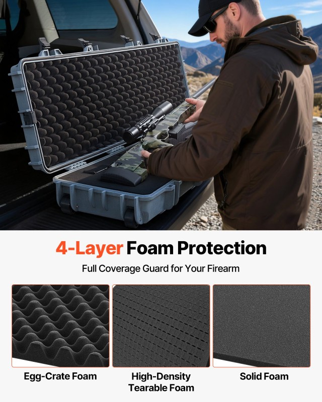 VEVOR Αδιάβροχη Θήκη Όπλων IP67 με Ρόδες, Ανθεκτική και Φορητή, 54....