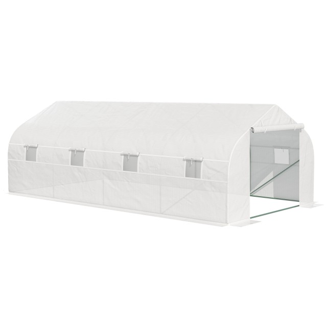 Outsunny Θερμοκήπιο για Λαχανόκηπους 6x3x2m με 8 Παράθυρα και Ρολόπ...
