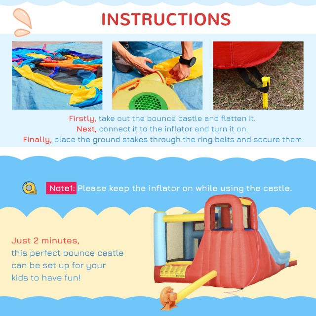 Outsunny Bouncy Castle για παιδιά 3-8 ετών με τραμπολίνο, τσουλήθρα και πισίνα, 435x245x200 cm 342-058V90