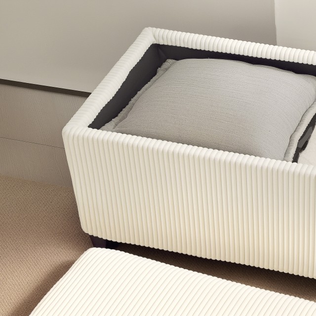 HOMCOM Πάγκος Κρεβατιού με Χώρο Αποθήκευσης 84L, από Ύφασμα με Ανάγ...