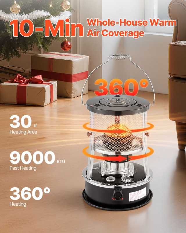 VEVOR Φορητή Κεροζινοθερμάστρα & Μαγειρική Συσκευή 2 σε 1, Ρυθμιζόμ...