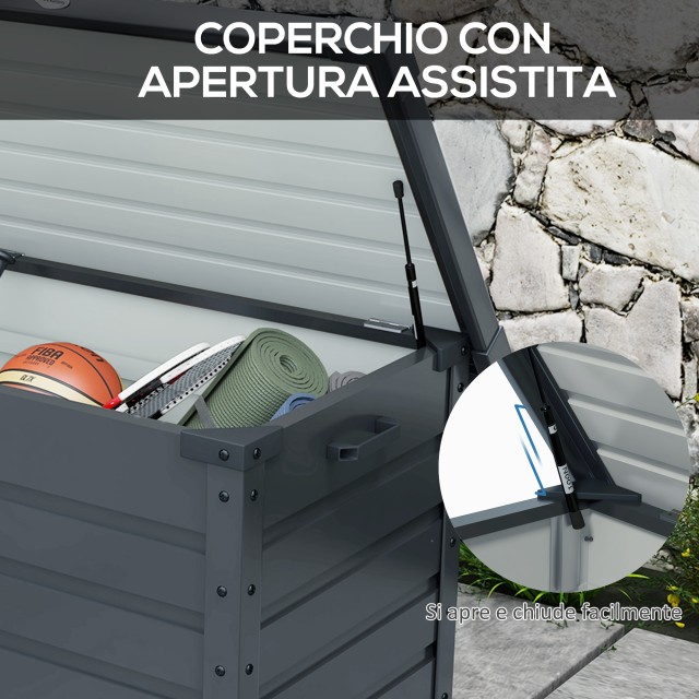 Outsunny  Εξωτερικό μπαούλο 295L με κλειδαριά και 2 λαβές, από γαλβανισμένο ατσάλι, 120x62x66 εκ., σκούρο γκρι  84G-187V00CG