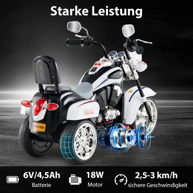 Costway Παιδική Ηλεκτροκίνητη Μηχανή 6V με Ρυθμιζόμενα Φώτα & Ήχους...